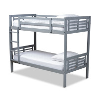 Baxton Studio MG0048-Grey-Twin Bunk Bed Liam Modern and Contemporary Grey Finished Wood Twin Size Bunk Bed